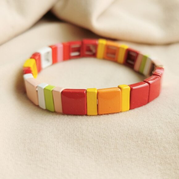 Roxanne Assoulin | Rainbow Brite | Gold Enamel Stretch Bracelet - Picture 1 of 3
